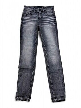 Buckle Black Women's Skinny Jeans 25 Gray Faded Raw Hem
